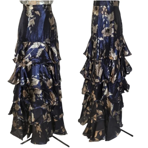 Johanna Ortiz “Midnight & Silver Tangled Garden” Blue Nile Maxi Skirt – Size 8 - Picture 3 of 14